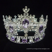 Rhinestone grosso tiara cheia rodada grande representação coroa